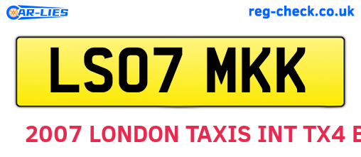LS07MKK are the vehicle registration plates.
