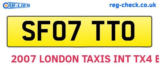 SF07TTO are the vehicle registration plates.