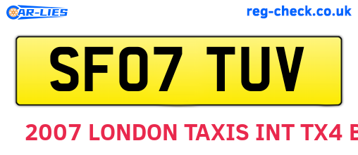 SF07TUV are the vehicle registration plates.