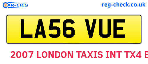 LA56VUE are the vehicle registration plates.