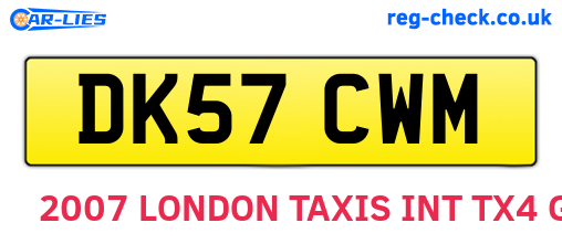 DK57CWM are the vehicle registration plates.