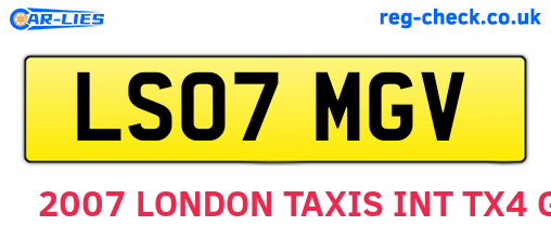 LS07MGV are the vehicle registration plates.