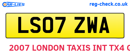 LS07ZWA are the vehicle registration plates.