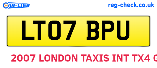LT07BPU are the vehicle registration plates.