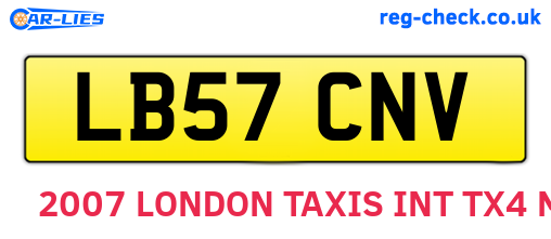 LB57CNV are the vehicle registration plates.