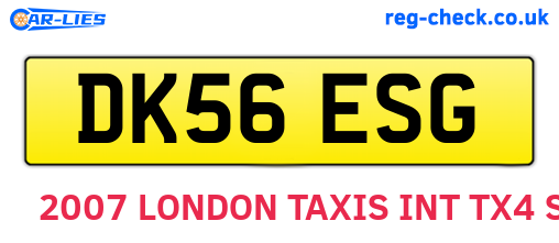 DK56ESG are the vehicle registration plates.