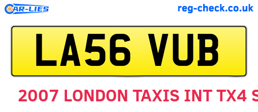 LA56VUB are the vehicle registration plates.