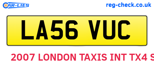 LA56VUC are the vehicle registration plates.
