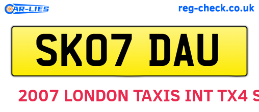SK07DAU are the vehicle registration plates.