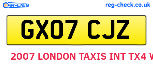 GX07CJZ are the vehicle registration plates.