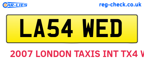 LA54WED are the vehicle registration plates.