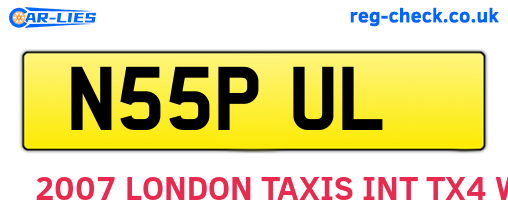 N55PUL are the vehicle registration plates.