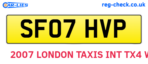 SF07HVP are the vehicle registration plates.