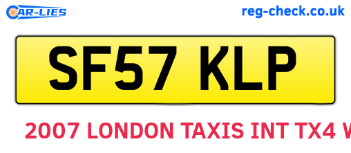 SF57KLP are the vehicle registration plates.