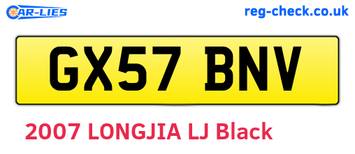 GX57BNV are the vehicle registration plates.