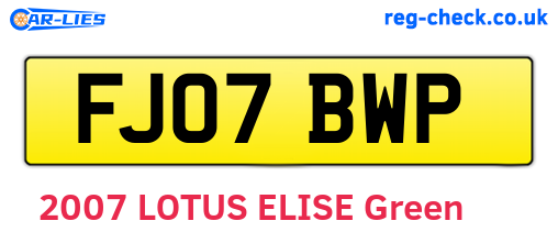 FJ07BWP are the vehicle registration plates.