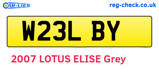 W23LBY are the vehicle registration plates.