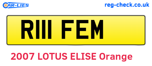 R111FEM are the vehicle registration plates.