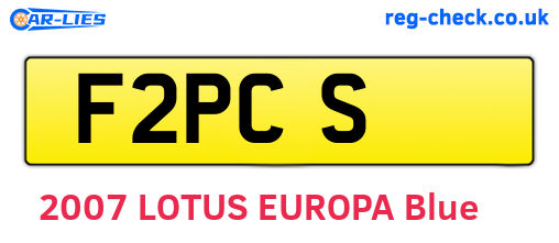 F2PCS are the vehicle registration plates.