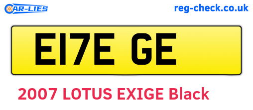 E17EGE are the vehicle registration plates.
