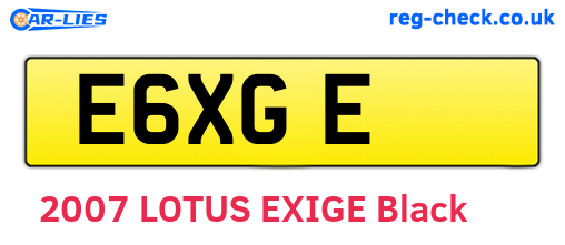 E6XGE are the vehicle registration plates.