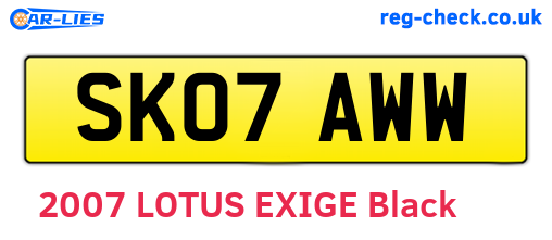 SK07AWW are the vehicle registration plates.