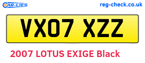 VX07XZZ are the vehicle registration plates.