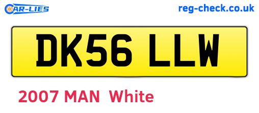 DK56LLW are the vehicle registration plates.