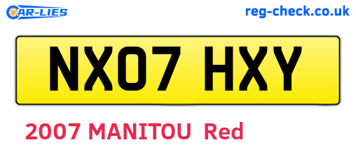 NX07HXY are the vehicle registration plates.