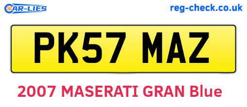 PK57MAZ are the vehicle registration plates.