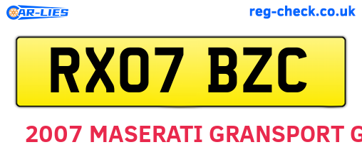 RX07BZC are the vehicle registration plates.