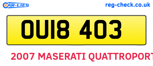 OUI8403 are the vehicle registration plates.