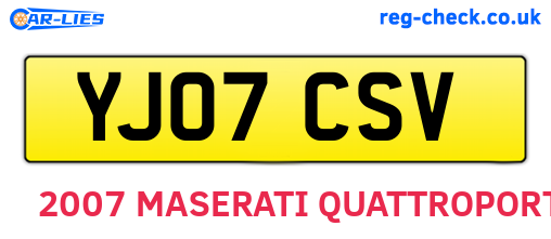 YJ07CSV are the vehicle registration plates.