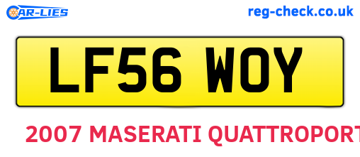 LF56WOY are the vehicle registration plates.