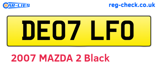 DE07LFO are the vehicle registration plates.