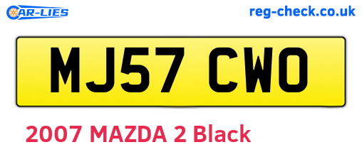 MJ57CWO are the vehicle registration plates.