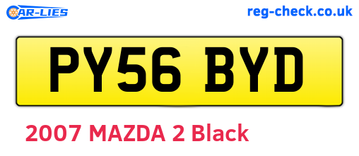 PY56BYD are the vehicle registration plates.