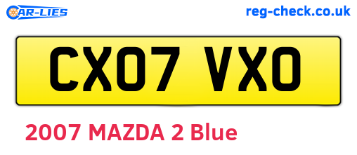 CX07VXO are the vehicle registration plates.