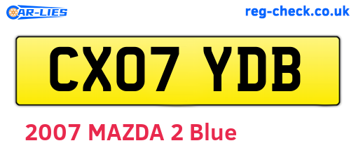 CX07YDB are the vehicle registration plates.
