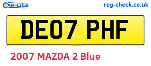 DE07PHF are the vehicle registration plates.
