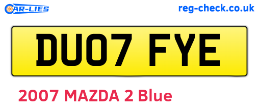 DU07FYE are the vehicle registration plates.