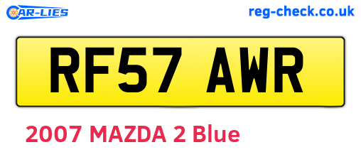 RF57AWR are the vehicle registration plates.