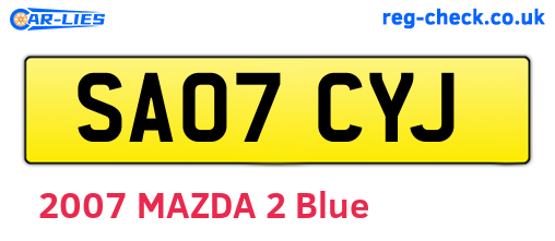 SA07CYJ are the vehicle registration plates.