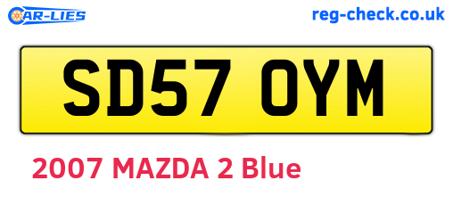 SD57OYM are the vehicle registration plates.