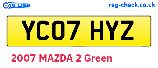 YC07HYZ are the vehicle registration plates.