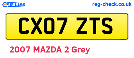CX07ZTS are the vehicle registration plates.