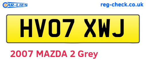 HV07XWJ are the vehicle registration plates.