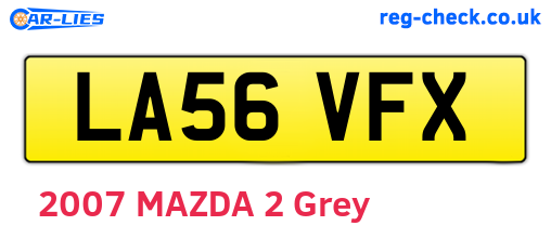 LA56VFX are the vehicle registration plates.