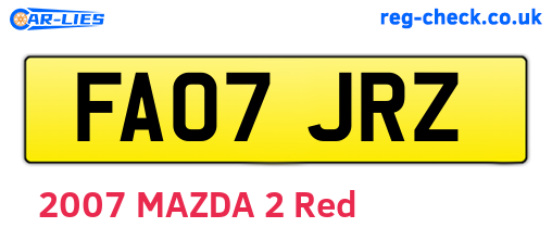 FA07JRZ are the vehicle registration plates.