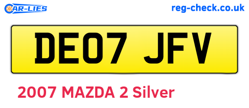 DE07JFV are the vehicle registration plates.